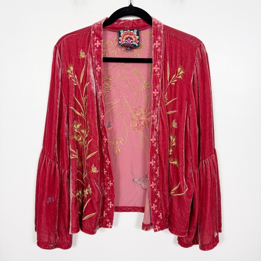 Johnny Was Aria Silk Blend Bolero in Red Size Medium - Picture 2 of 8